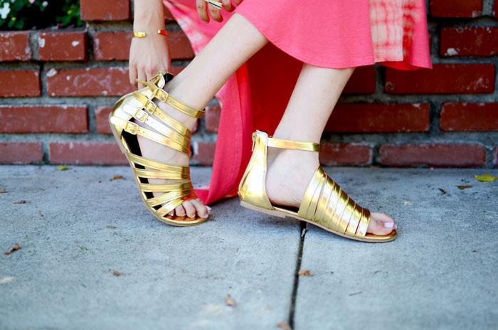 gold gladiator sandals